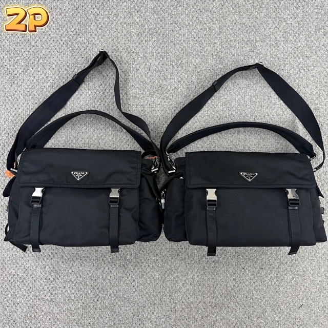 [윌리엄] 프라다 익스플로어 리나일론 앤 레더 백 블랙