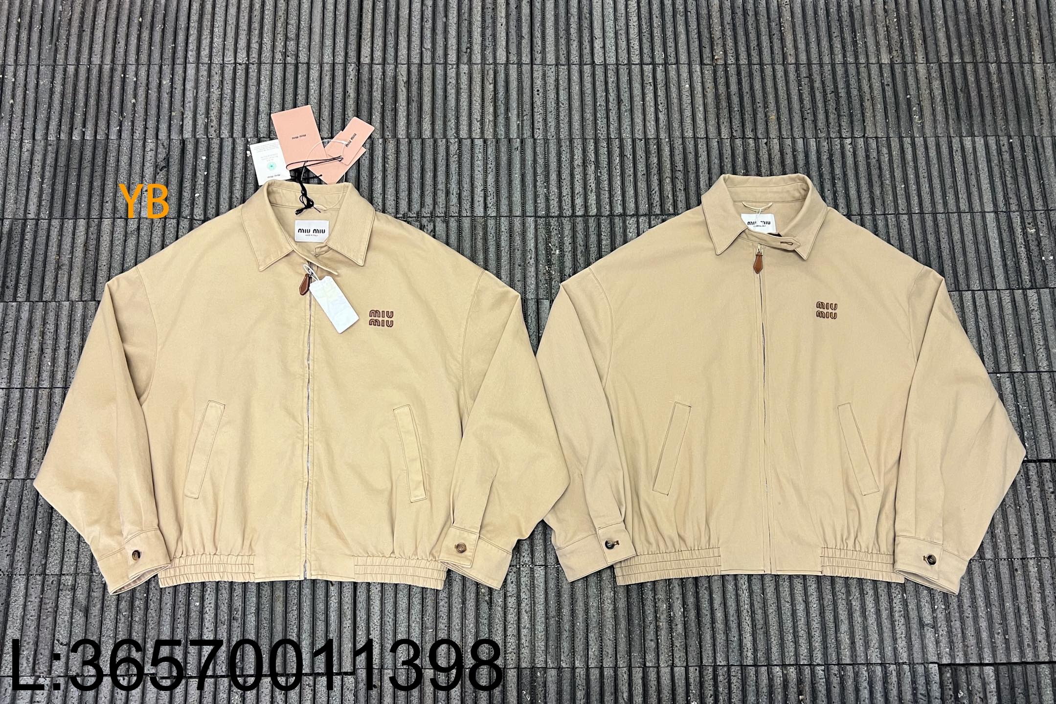 [ZZB] 미우미우 라이트 데님 블루종 자켓 베이지