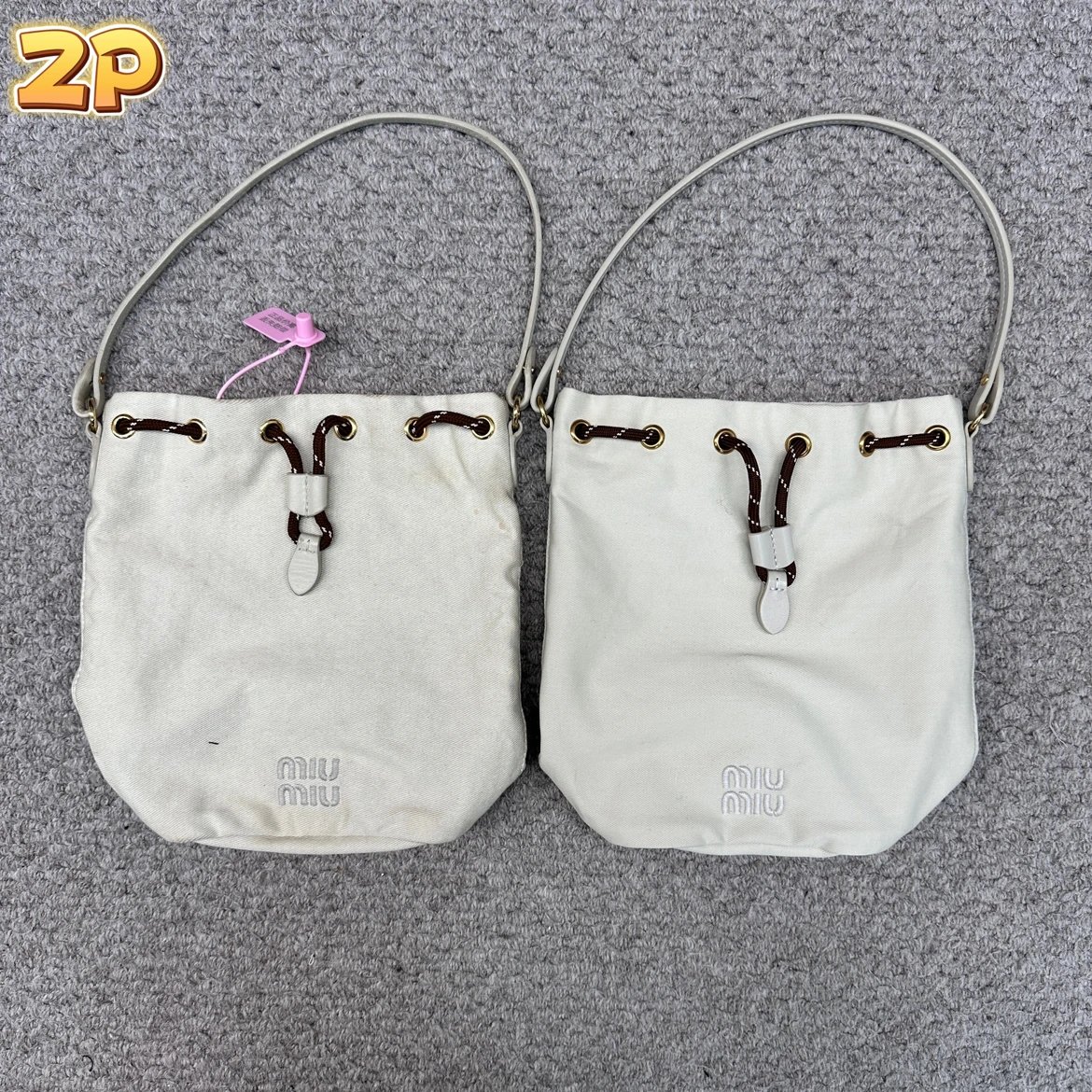 [윌리엄셀러] 미우미우 모노그램 자수 캔버스 버킷백 3컬러