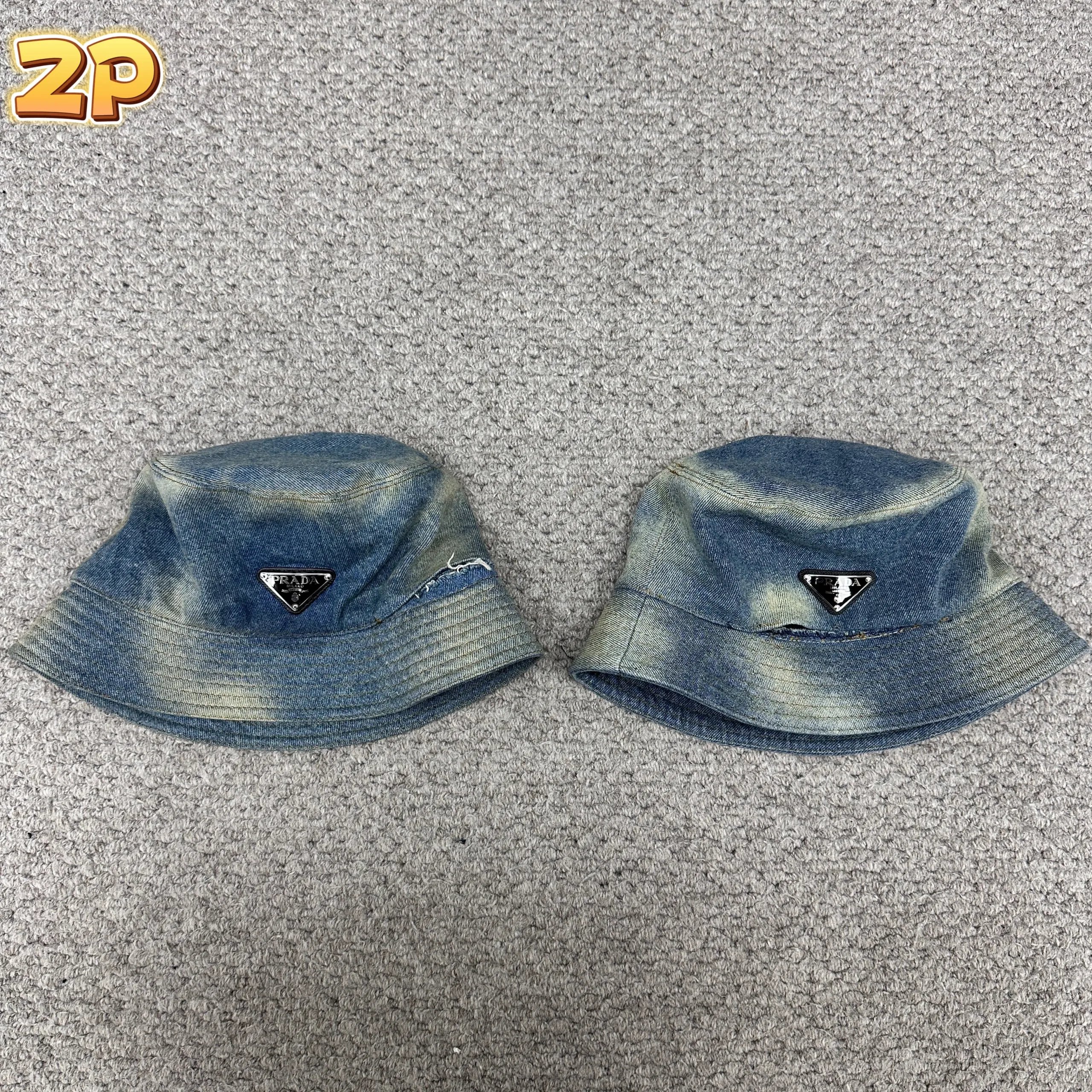 [윌리엄셀러] 프라다 워싱 버킷햇 모자 블루