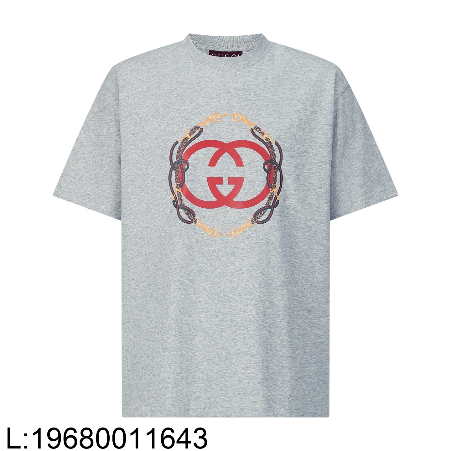 [잔디집2] 구찌 프린트 디테일의 코튼 저지 스웨트셔츠 반팔티 그레이