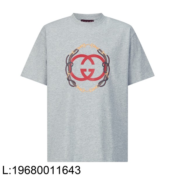 [잔디집2] 구찌 프린트 디테일의 코튼 저지 스웨트셔츠 반팔티 그레이