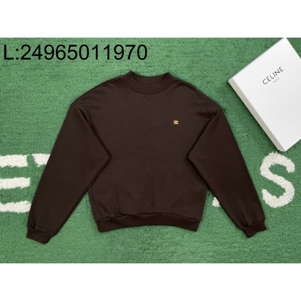 [잔디집1] 셀린느 루즈핏 로고 자수 순색 맨투맨 브라운