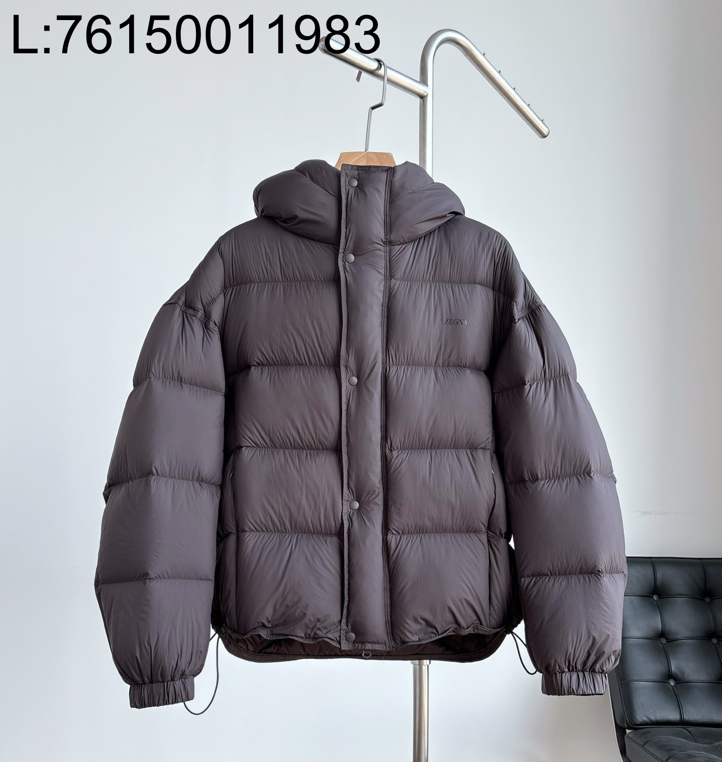 [GJ] 제냐 ZEGNA 미니 모노그램 단색 후드 패딩 와인