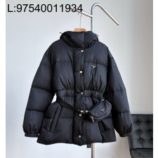 [GJ] 프라다 리나일론 벨티드 다운 자켓 백 롱 패딩 블랙