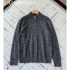 [GJ] 로로피아나 양털 단색 지퍼 가디건 다크 그레이