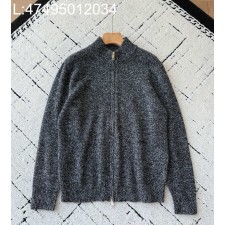 [GJ] 로로피아나 양털 단색 지퍼 가디건 다크 그레이