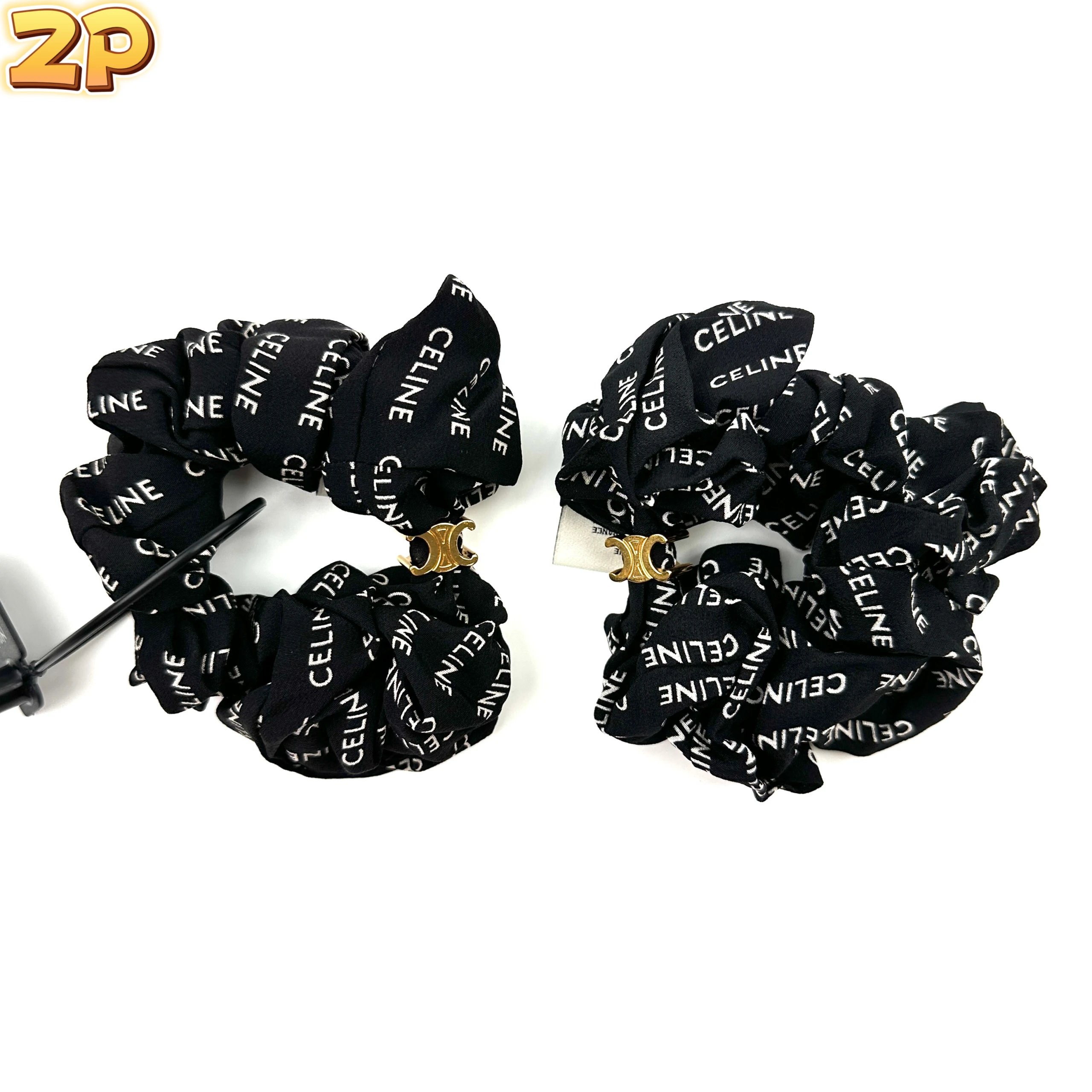 [윌리엄셀러] 셀린느 헤어밴드 블랙 화이트 세트 스크런치 브래스 골드 피니쉬 블랙 실크 레이유어 브레이슬릿 골드 블랙