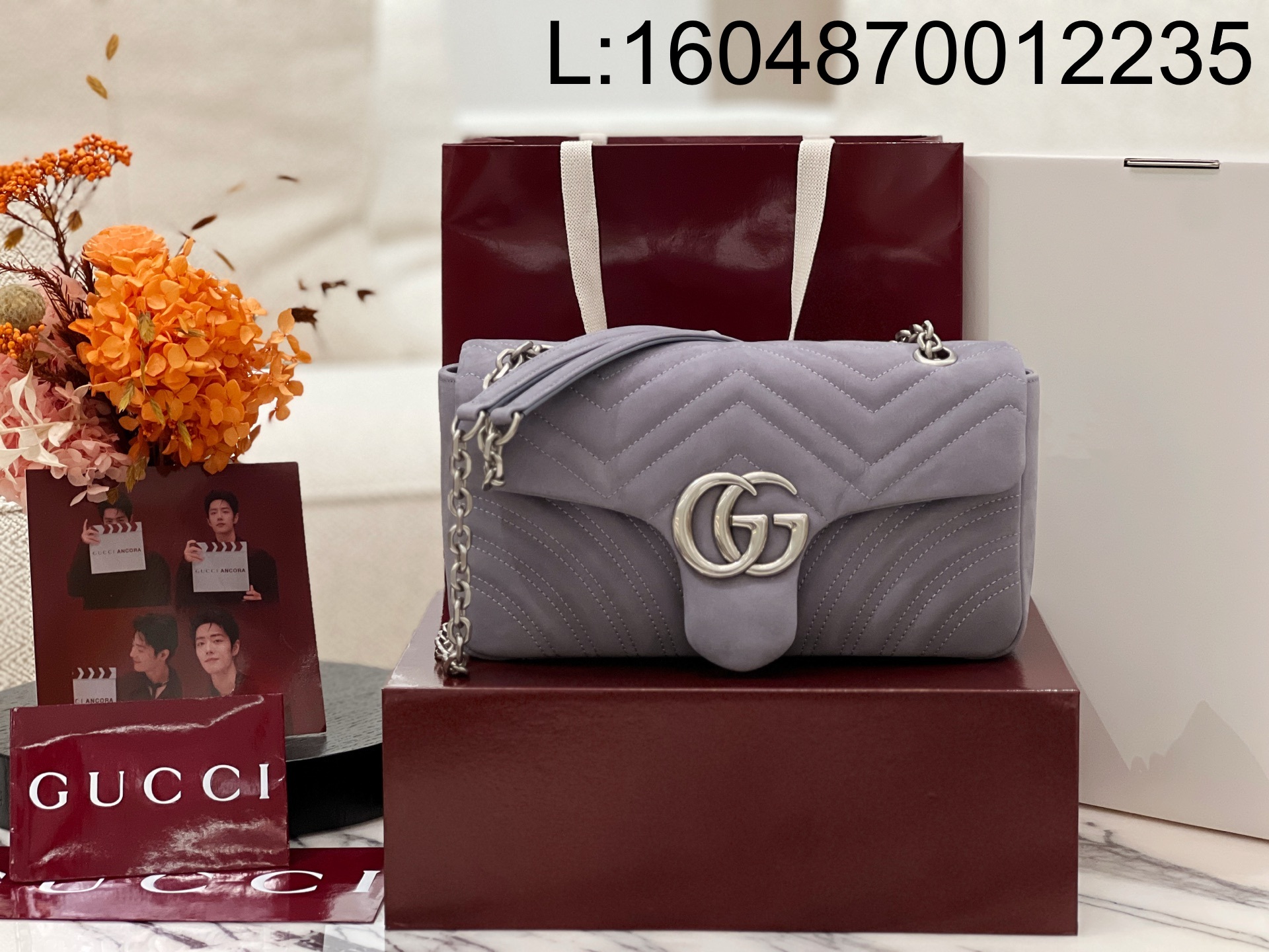 [JHL] 구찌 GG 마몽 미디엄 숄더백 스웨이드 라이트 퍼플 837267 26*15*7cm