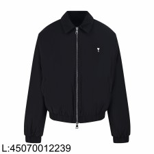 [잔디집2] 아미 흰색 로고 코튼 지퍼 카라 자켓 블랙