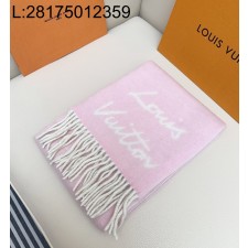 AGG 루이비통 모노그램 양색 스카프 핑크 화이트 25*200cm 면양털 58% 42%알파카