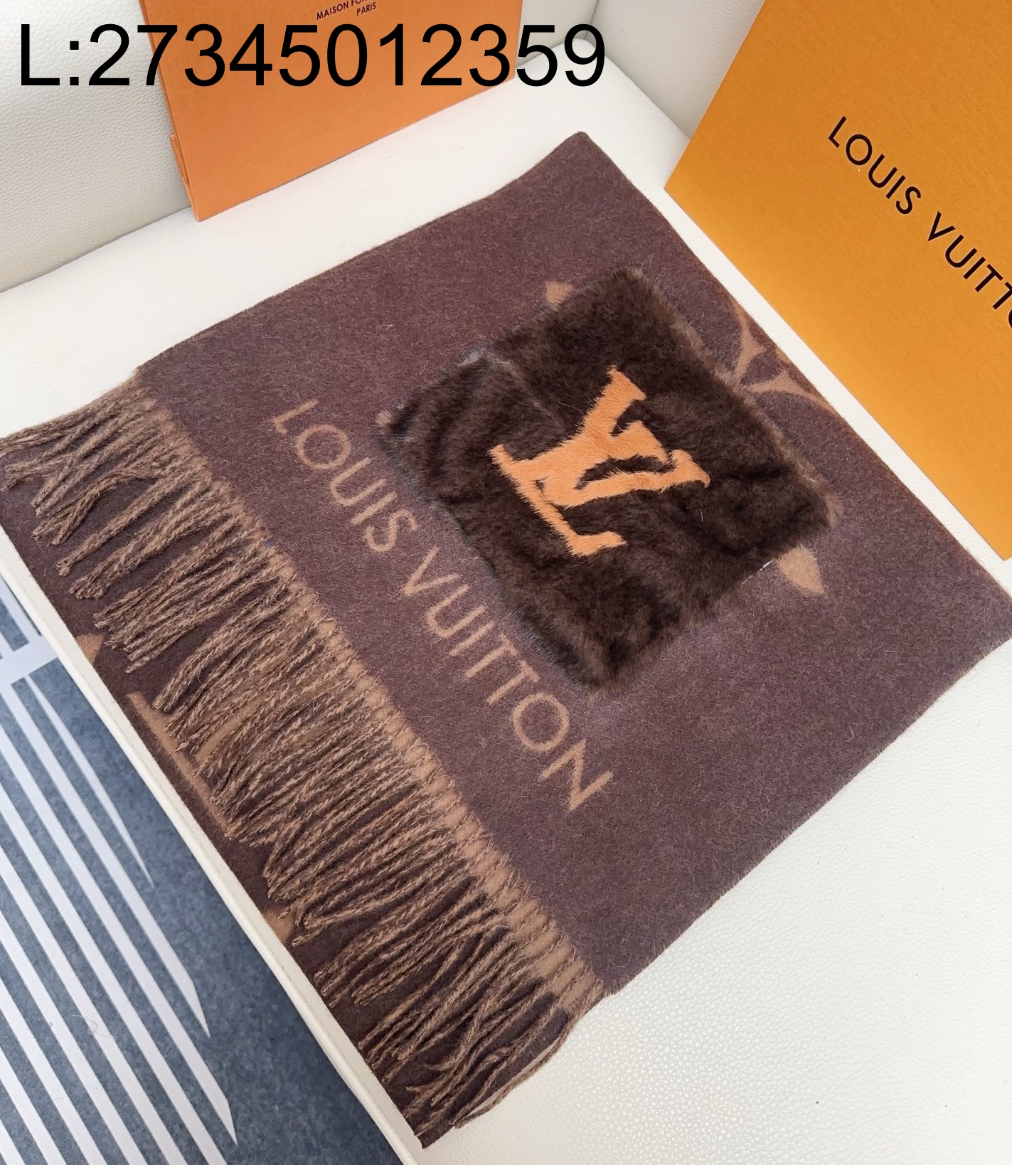 AGG 루이비통 콜드 레이캬비크 스카프 브라운 190*46cm M92569 M79232