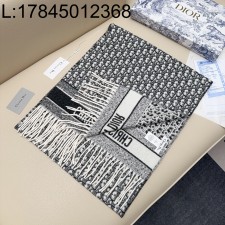 AGG 디올 오블리크 자카드 캐시미어 스카프 블랙 45*200cm