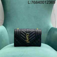 Pomegrante 생로랑 그랑 드 뿌드르 퀼팅 가죽 ENVELOPE 스몰 600195 21*6*13cm 블랙 금장