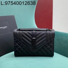 Pomegrante 생로랑 그랑 드 뿌드르 퀼팅 가죽 ENVELOPE 미디엄 600185 24*6*17cm 쏘 블랙