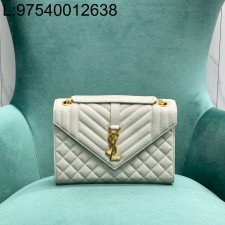 Pomegrante 생로랑 그랑 드 뿌드르 퀼팅 가죽 ENVELOPE 미디엄 600185 24*6*17cm 화이트