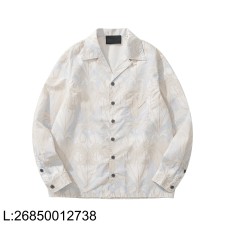 [흰] 프라다 타임캡슐 프린티드 화훼 코튼 긴팔 셔츠 베이지