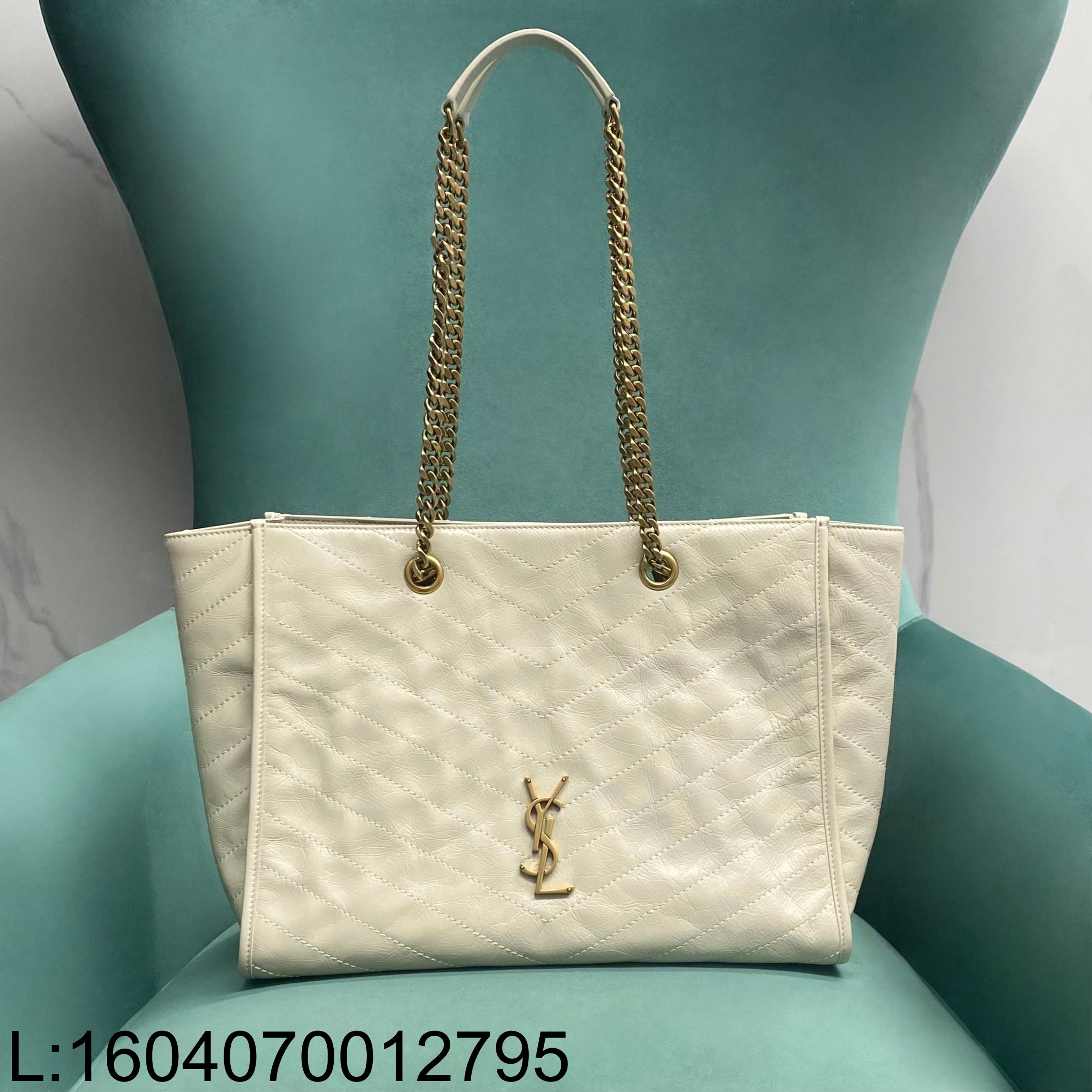 Pomegrante 생로랑 Niki 미디엄 쇼핑 백 화이트 871151 33*27*14cm