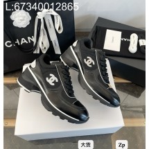 [DXJ] 샤넬 믹스드 파이버 샤이니 카프스킨 스웨이드 카프스킨 스니커즈 블랙 6cm