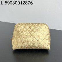 징 팩토리 보테가베네타 스몰 인트레치아토 반달 뷰티 파우치 빈티지 골드 764044 16.5*10.5*9cm