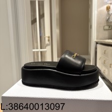 [QR5009] 디올 D-Lane 통굽 슬리퍼 블랙 4cm