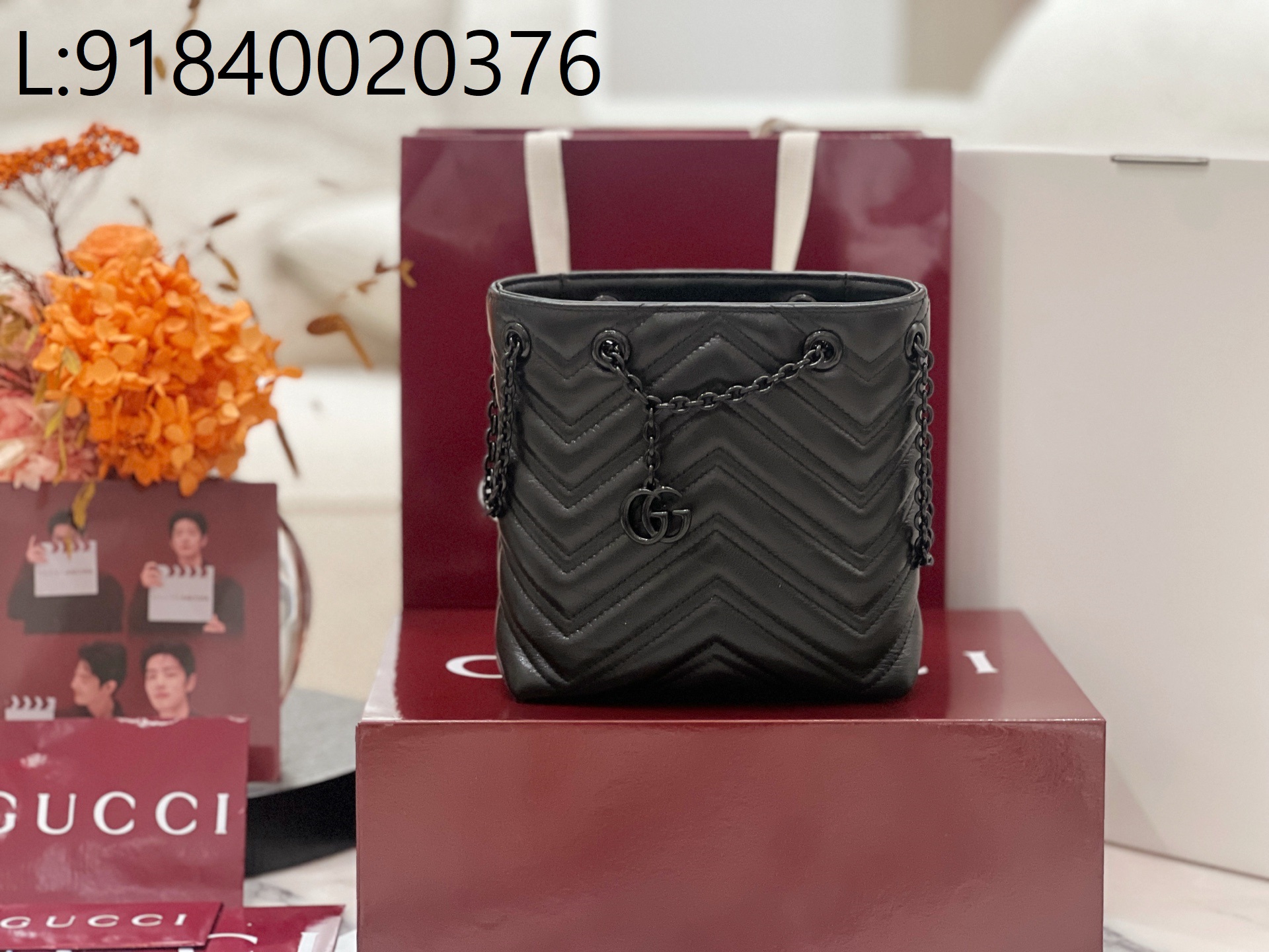 [JHL] 구찌 GG 마몽 나노 버킷백 856404 16*17*6.5cm 블랙