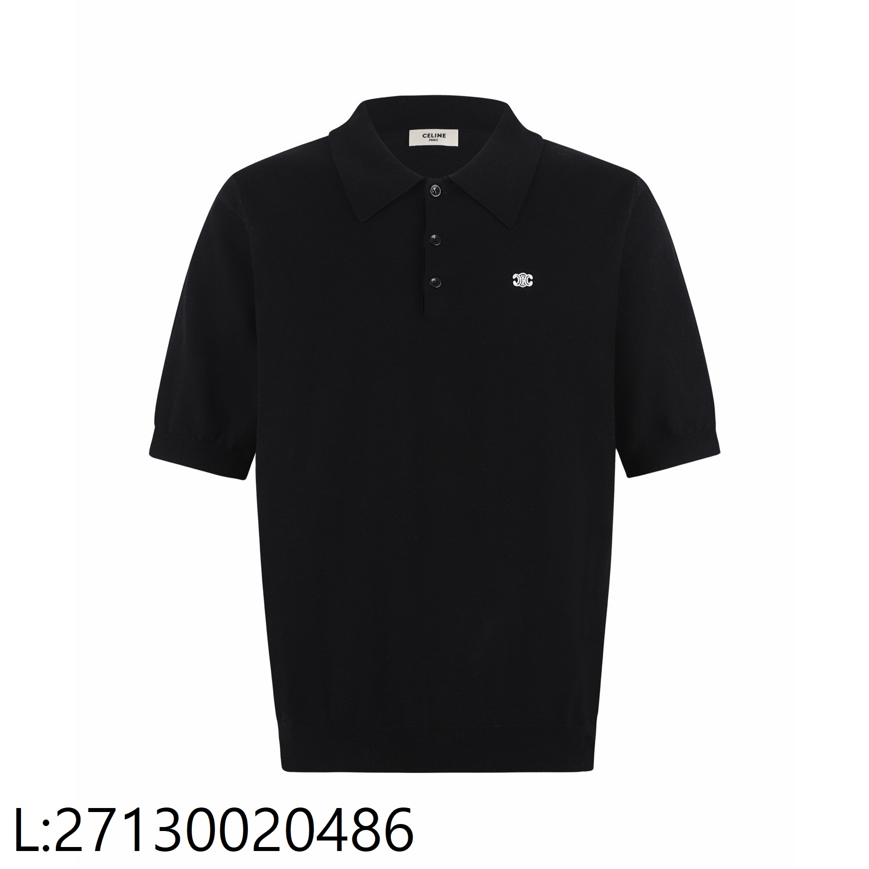 [잔디집2] 셀린느 트리옹프 파인 코튼 폴로 티셔츠 카라티 폴로티 블랙