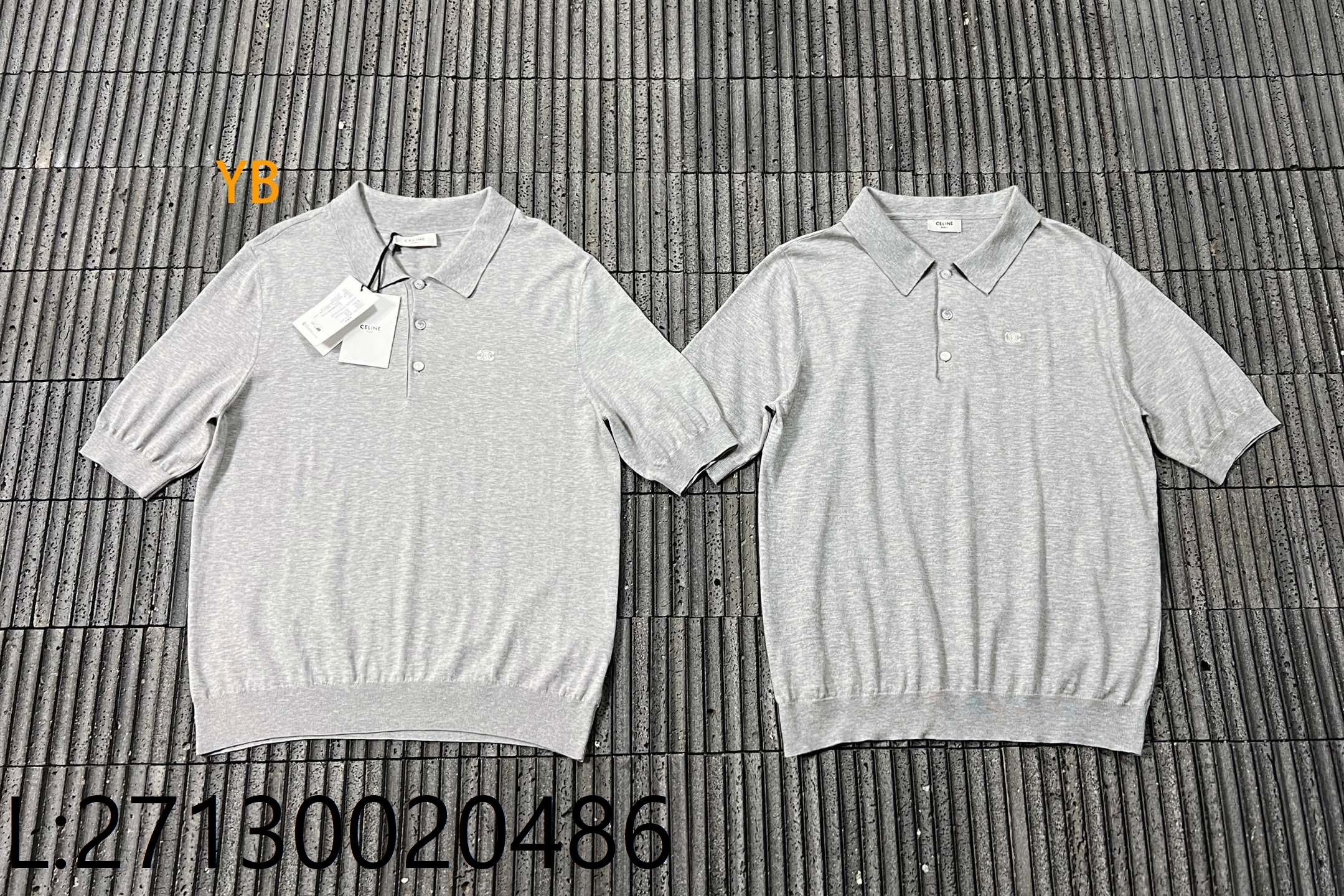 [잔디집2] [잔디집2] 셀린느 트리옹프 파인 코튼 폴로 티셔츠 카라티 폴로티 그레이