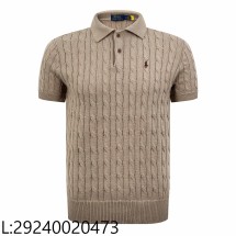 [잔디집2] 폴로 랄프로렌 자카드 니트 폴로 카라티 반팔티 다크 베이지