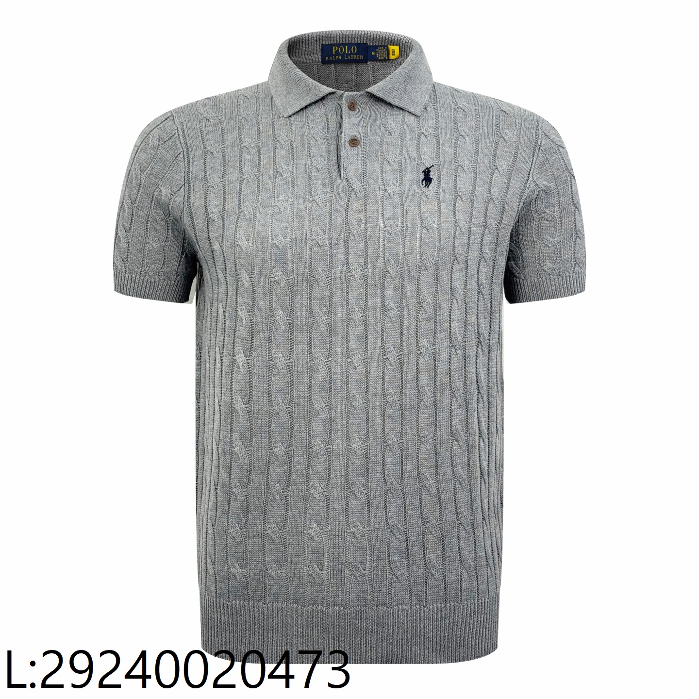 [잔디집2] 폴로 랄프로렌 자카드 니트 폴로 카라티 반팔티 그레이