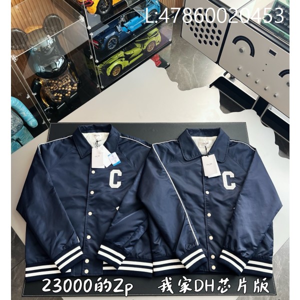 V공장 셀린느 사틴 나일론 테디 자켓 네이비 블루 RV08U0550