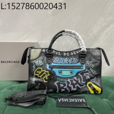 [dxg] 발렌시아가 르 시티 라지 백 파리스 멀티 컬러 그래피티 38*24*16cm 블랙