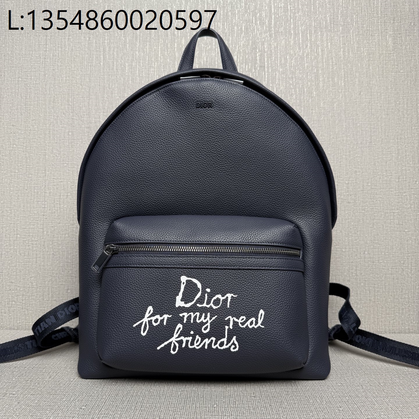 [JHL] 디올 x 하일톤 넬 라이더 2.0 집 백팩 그레인드 카프스킨 프린트 네이비 블루 화이트 32*43*19cm