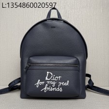 [JHL] 디올 x 하일톤 넬 라이더 2.0 집 백팩 그레인드 카프스킨 프린트 네이비 블루 화이트 32*43*19cm