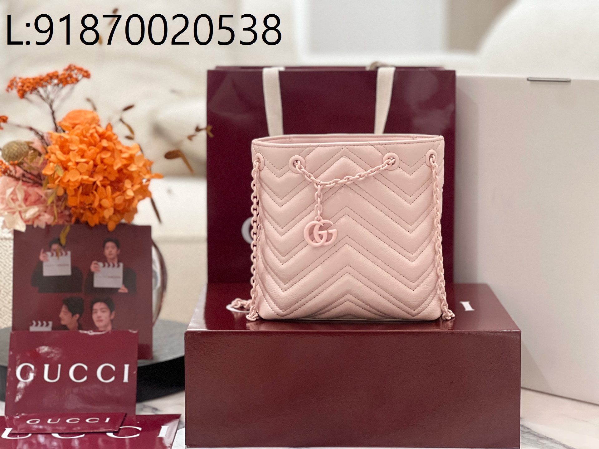 [JHL] 구찌 GG 마몽 나노 버킷백 856404 16*17*6.5cm 핑크