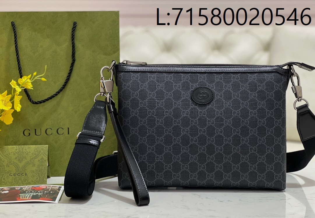 [JHL] 구찌 메신저 백 스퀘어 인터로킹 G 블랙 슈프림 726833 30*22*5cm