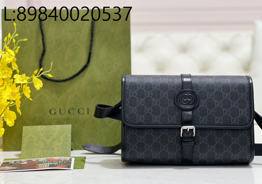 [JHL] 구찌 GG 메신저 백 인터로킹 G 블랙 슈프림 745679 25.4*17*17.8cm