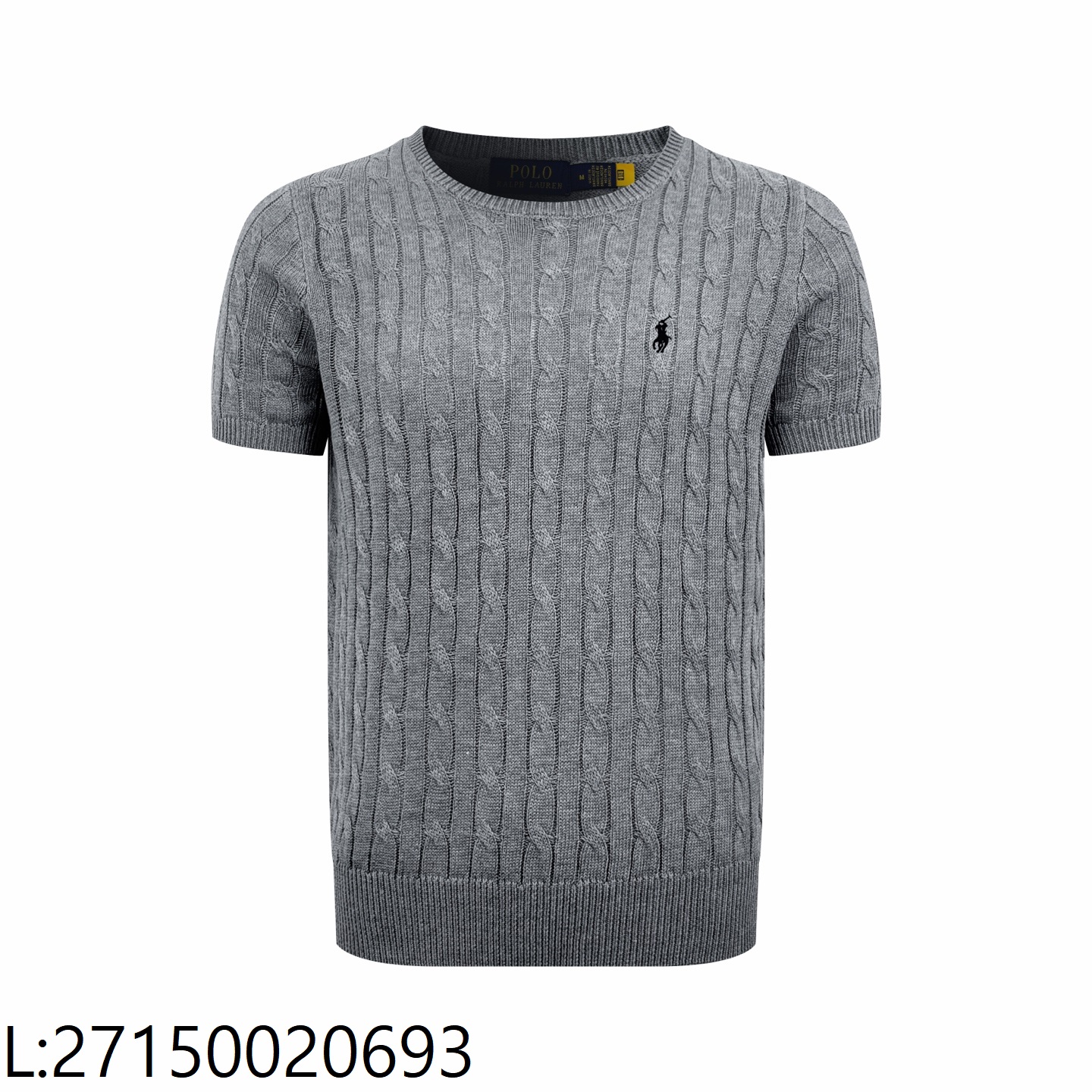 [잔디집2] 폴로 랄프로렌 자카드 라운드넥 니트 반팔티 그레이