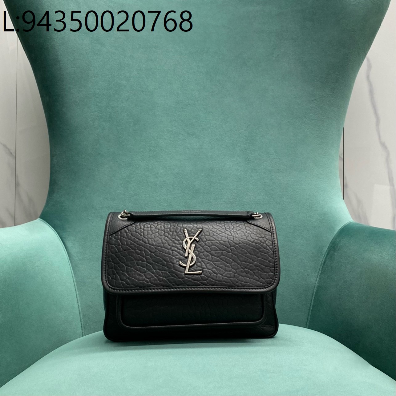 Pomegrante 생로랑 니키 그레인드 램스킨 블랙 은장 633179 22*17*12cm