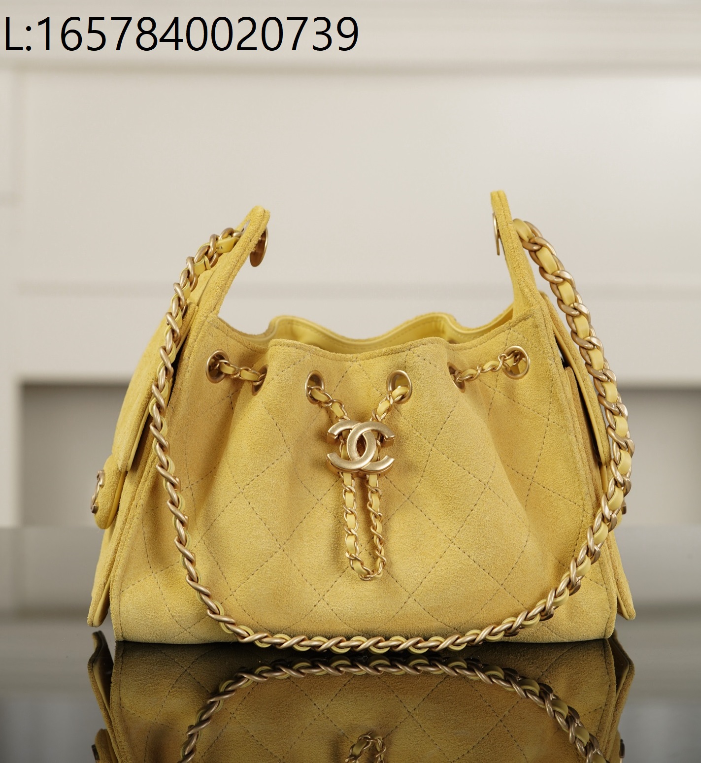 [JD] 샤넬 25C 미니 핸드백 금장 스웨이드 골드 메탈 옐로우 20*22*12.5cm