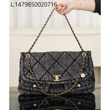 [JD] 샤넬 25K 데님 호보 골드 메탈 블랙 더블 포켓 27*45*10cm