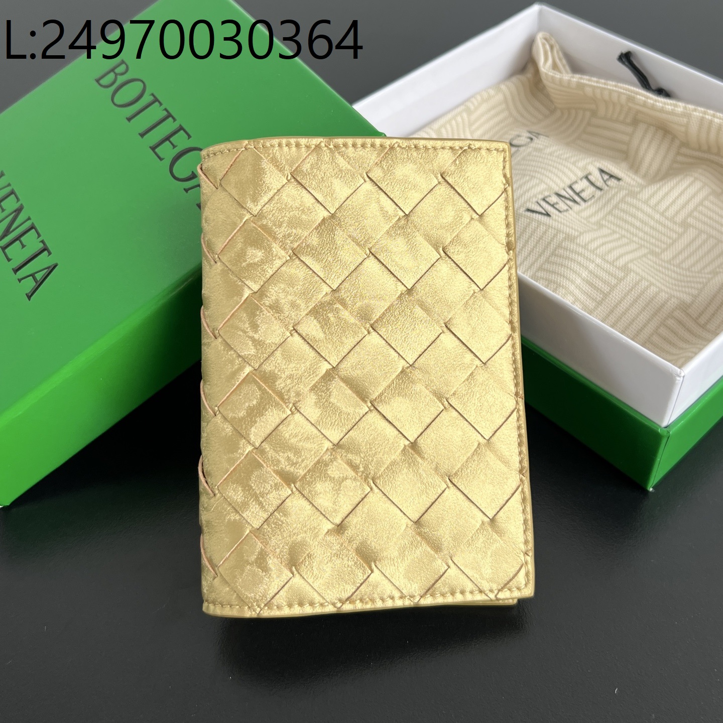 징 팩토리 보테가베네타 인트레치아토 패스포트 케이스 여권지갑 749954 13.3*9.5cm 빈티지 골드