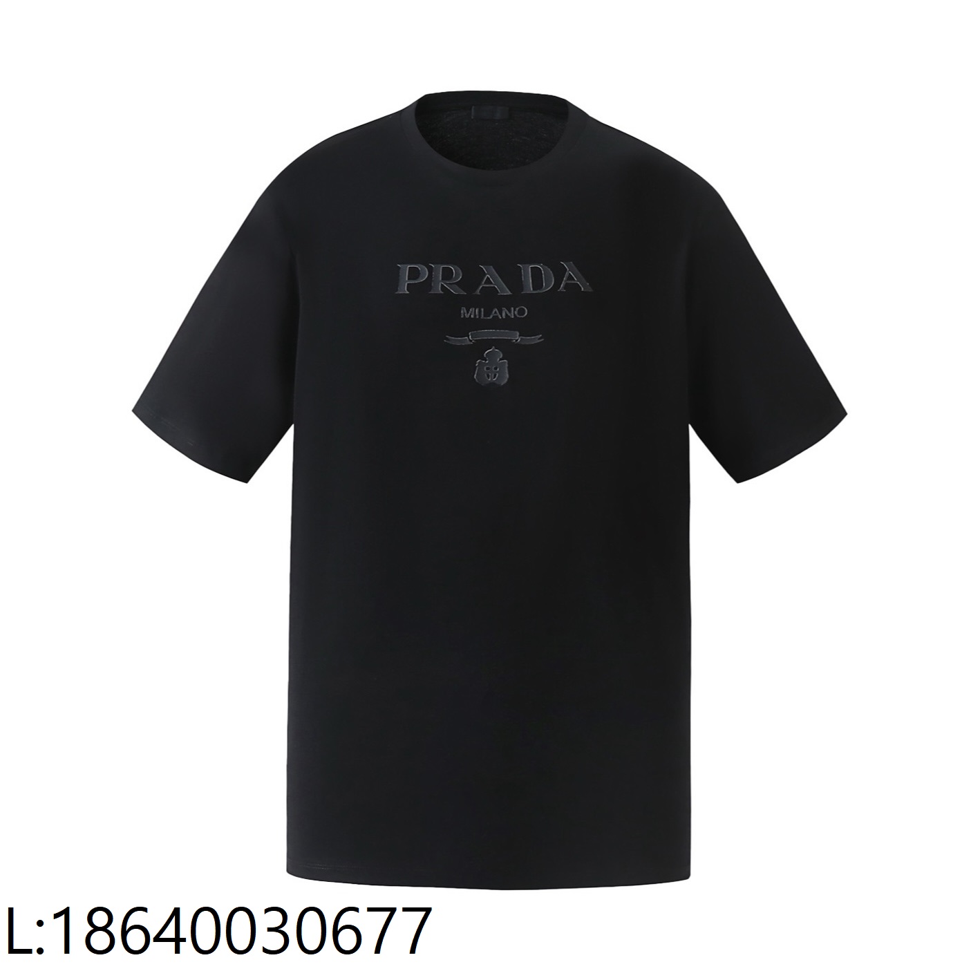 [잔디집2] 프라다 로고 프린트 크루넥 반팔티 블랙