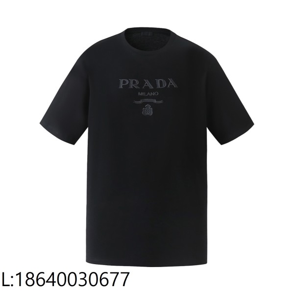 [잔디집2] 프라다 로고 프린트 크루넥 반팔티 블랙