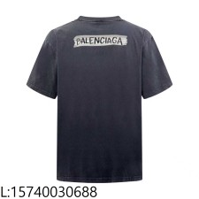 [잔디집2] 발렌시아가 마스킹 테이프 티셔츠 미디움 핏 페이디드 블랙 반팔티