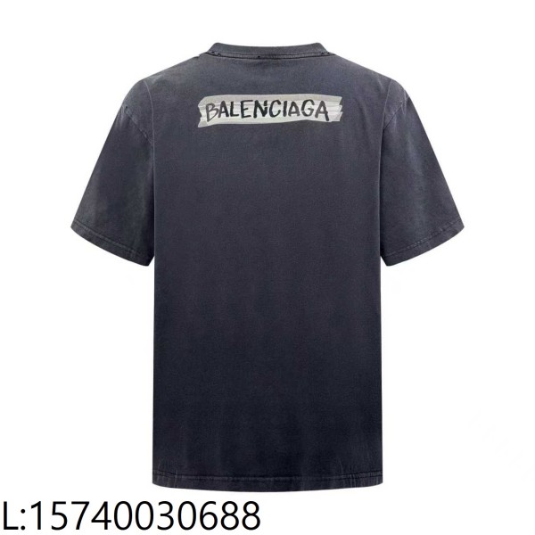 [잔디집2] 발렌시아가 마스킹 테이프 티셔츠 미디움 핏 페이디드 블랙 반팔티