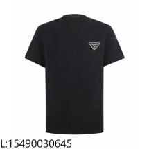 [잔디집2] 프라다 삼각 로고 프린트 크루넥 반팔티 블랙