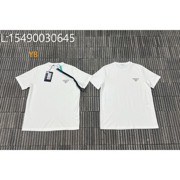 [잔디집2] 프라다 삼각 로고 프린트 크루넥 반팔티 화이트