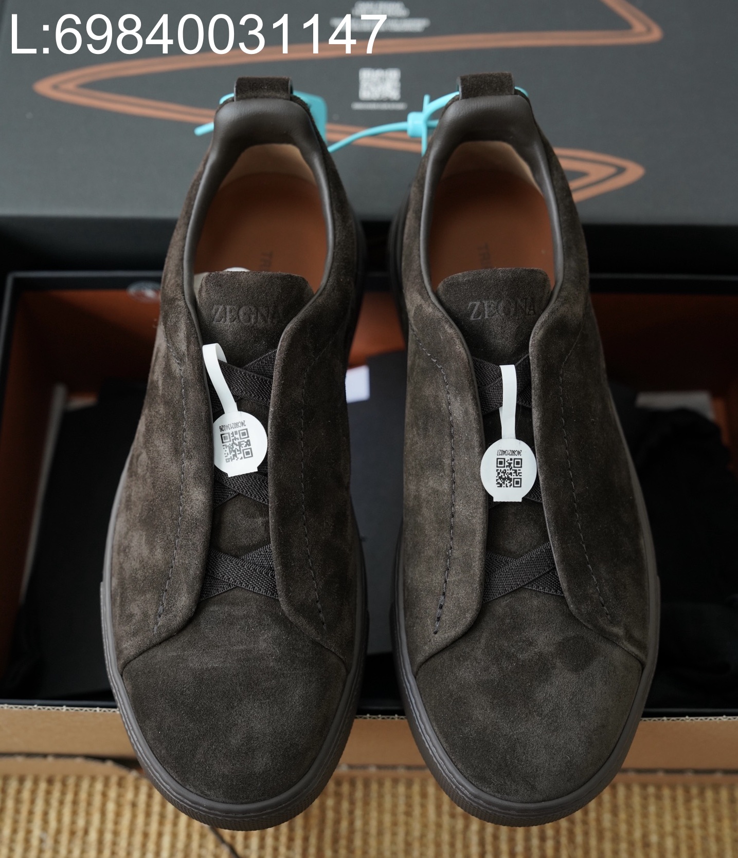 [AP공장] 제냐 트리플 스티치 TM 스니커즈 다크 브라운 스웨이드 남성용