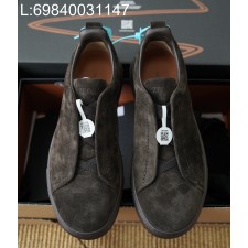 [AP공장] 제냐 트리플 스티치 TM 스니커즈 다크 브라운 스웨이드 남성용